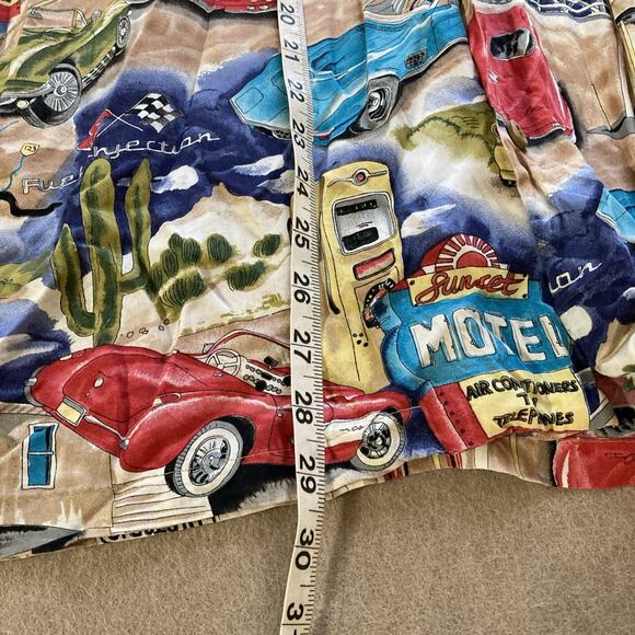 Paradise Found Mens Hawaiian Shirt Route 66 Sz XL Vtg Cars Fuel Injection Desert - Picture 7 of 7